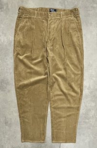 90'S RALPH LAUREN ツープリーツ 太畝 コーデュロイパンツ タン USA製 (VINTAGE)