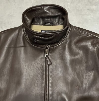 画像3: 90'S RALPH LAUREN チンスト付き 裏地付き レザー ドリズラージャケット ブラウン (VINTAGE)