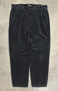 90'S RALPH LAUREN "ANDREW PANT" ツープリーツ 太畝 コーデュロイパンツ ネイビー (VINTAGE)