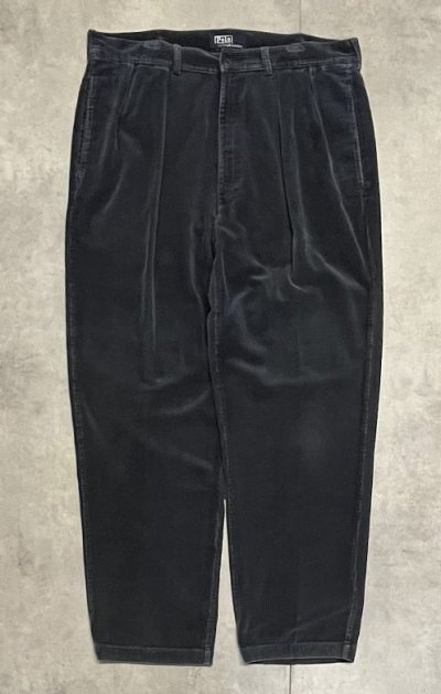 画像1: 90'S RALPH LAUREN "ANDREW PANT" ツープリーツ 太畝 コーデュロイパンツ ネイビー (VINTAGE)