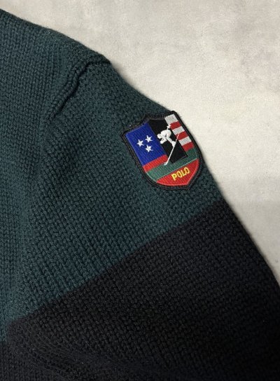 画像3: 90'S RALPH LAUREN "SUICIDE SKI" ウール100% ローゲージ ニット ダークグリーン/ブラック (VINTAGE)