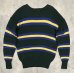 画像3: 90'S RALPH LAUREN ウール100% ローゲージ ボーダーニット ダークグリーン (VINTAGE) (3)
