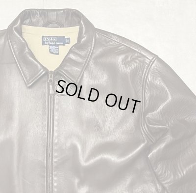 画像4: 90'S RALPH LAUREN チンスト付き 裏地付き レザー ドリズラージャケット ブラウン (VINTAGE)