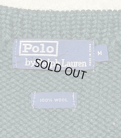 画像2: 90'S RALPH LAUREN ウール100% ローゲージ ボーダーニット ダークグリーン (VINTAGE)