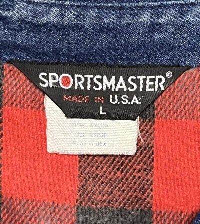 画像2: 80'S SPORTSMASTER 三角タグ 裏地チェック チンスト付き デニム ドリズラージャケット インディゴ USA製 (VINTAGE)