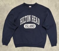90'S SOFFE "HILTON HEAD ISLAND" 前Vガゼット付き スウェットシャツ ネイビー (VINTAGE)