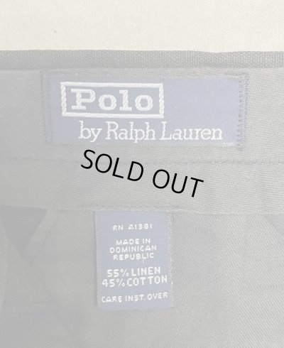 画像2: 90'S RALPH LAUREN リネン/コットン ツープリーツ スラックス ブラック W38L30 (VINTAGE)
