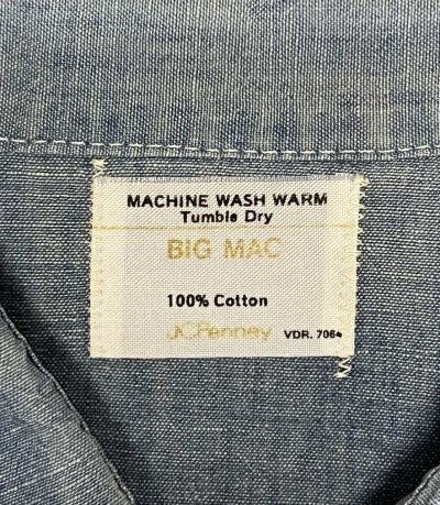 画像2: 70'S BIG MAC コットン100% シャンブレーシャツ ブルー USA製 (VINTAGE)