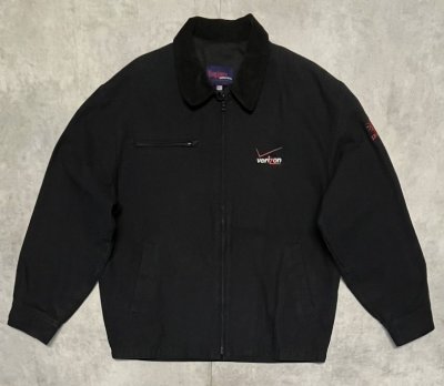 画像1: 90'S KING LOUIE 襟コーデュロイ 裏地付き ダックジャケット ブラック USA製 (VINTAGE)