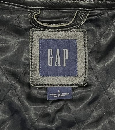 画像2: 00'S GAP 旧タグ 裏地キルティング レザージャケット ブラック (VINTAGE)