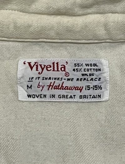 画像2: 60'S HATHAWAY "VIYELLA" ウール/コットン オープンカラーシャツ 生成り イギリス製 (VINTAGE)