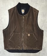 00'S CARHARTT 裏地キルティング ダックベスト フェードブラウン (VINTAGE)
