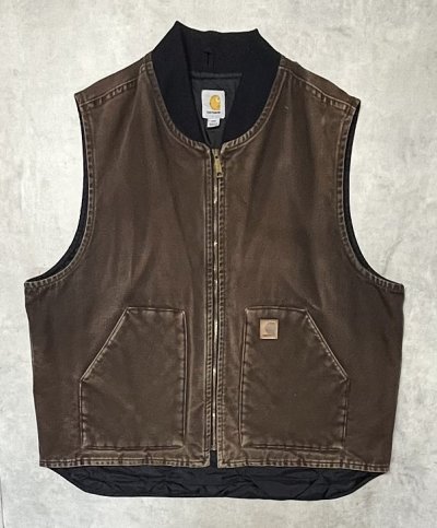画像1: 00'S CARHARTT 裏地キルティング ダックベスト フェードブラウン (VINTAGE)