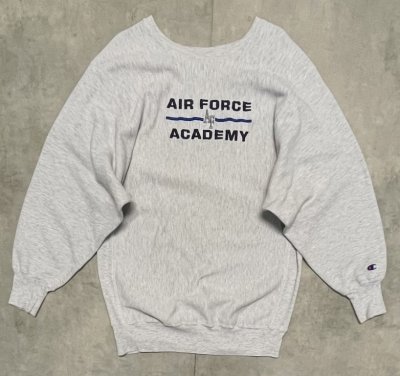 画像1: 90'S CHAMPION "AIR FORCE ACADEMY" 刺繍タグ リバースウィーブ グレー USA製 (VINTAGE)