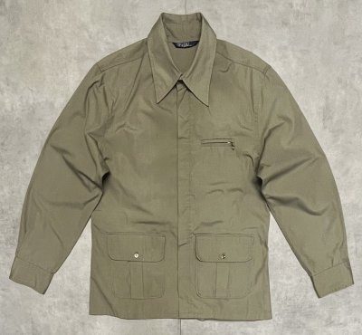 画像1: 70'S RALPH LAUREN "大文字タグ" ポプリン フルジップジャケット カーキ (VINTAGE)