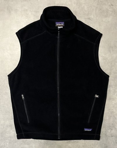 画像1: PATAGONIA "SYNCHILLA" 裾ロゴ フルジップ フリースベスト ブラック (MINT CONDITION)