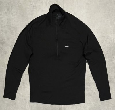 画像1: PATAGONIA ハーフジップ ベースレイヤーシャツ ブラック (VINTAGE)