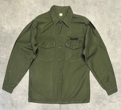 画像1: 60'S アメリカ軍 US ARMY OG107 コットンサテン ユーティリティシャツ (VINTAGE)