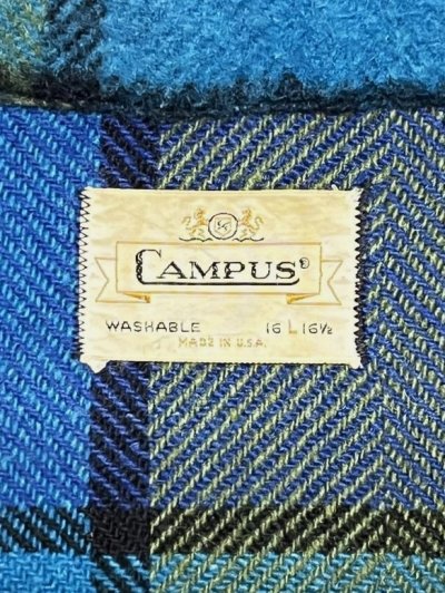 画像2: 60'S CAMPUS ハーフジップ プルオーバーシャツ TALONジップ チェック柄 USA製 (VINTAGE)