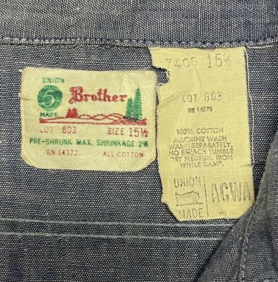 画像2: 70'S FIVE BROTHER コットン100% シャンブレーシャツ ブルー USA製 (VINTAGE)
