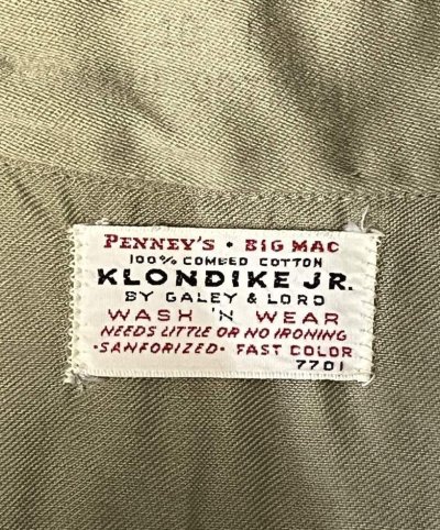 画像2: 60'S BIG MAC "KLONDIKE JR" コットン100% マチ付き ワークシャツ タン USA製 (VINTAGE)