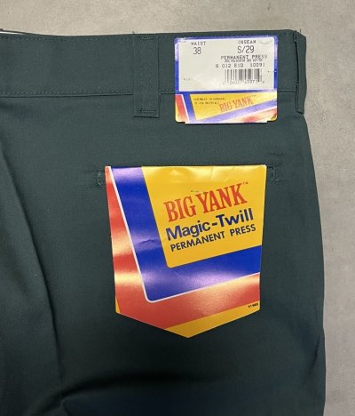 画像2: 70'S BIG YANK "MAGIC-TWILL" ワークパンツ 42TALONジップ グリーン (DEADSTOCK)