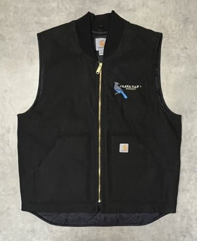 画像1: CARHARTT 裏地キルティング ダックベスト ブラック (DEADSTOCK)