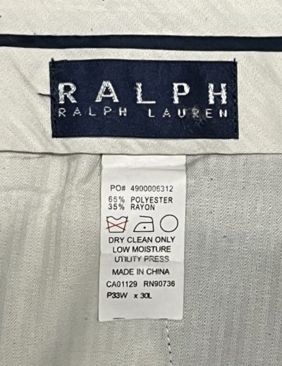 画像2: RALPH LAUREN ポリエステル/レーヨン ツープリーツ スラックス カーキ (VINTAGE)