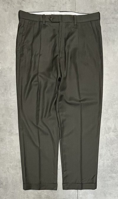 画像1: RALPH LAUREN ポリエステル/レーヨン ツープリーツ スラックス カーキ (VINTAGE)