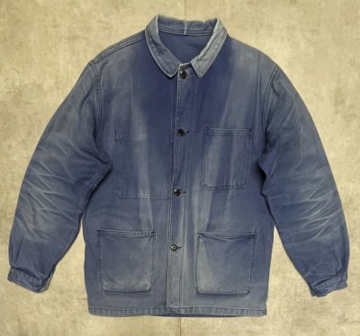 画像1: 70'S UNKNOWN フレンチワーク カバーオール フェードブルー (VINTAGE)