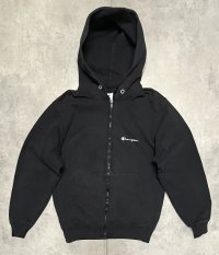90'S CHAMPION 青タグ スクリプトロゴ刺繍 フルジップ スウェットパーカー ブラック USA製 (VINTAGE)