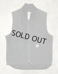 CARHARTT 裏地キルティング ダックベスト フェードブラック (VINTAGE)
