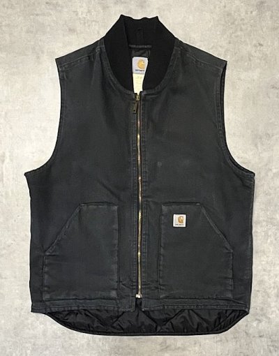 画像1: CARHARTT 裏地キルティング ダックベスト フェードブラック (VINTAGE)