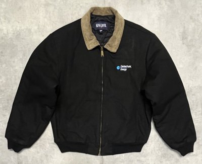 画像1: 90'S KING LOUIE 襟コーデュロイ 裏地キルティング ダックジャケット ブラック USA製 (VINTAGE)