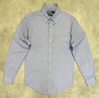画像1: 90'S RALPH LAUREN "DOUGLAS TAB" タブカラー ポプリンシャツ ブルー (VINTAGE)