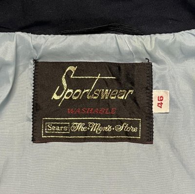 画像2: 70'S SEARS "SPORTSWEAR" チンスト付き スタンドカラー ドリズラージャケット ダークネイビー (VINTAGE)