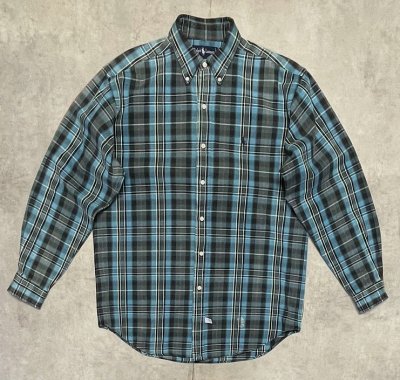 画像1: 90'S RALPH LAUREN ヘビーフランネル BDシャツ チェック柄 (VINTAGE)