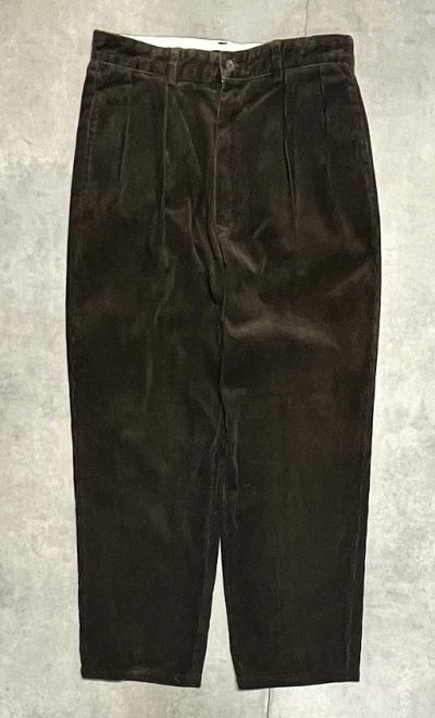画像1: 90'S RALPH LAUREN "ANDREW PANT" ツープリーツ 太畝 コーデュロイパンツ ダークブラウン (VINTAGE)