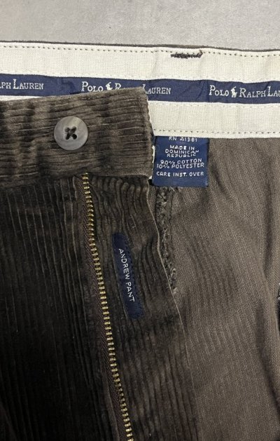 画像2: 90'S RALPH LAUREN "ANDREW PANT" ツープリーツ 太畝 コーデュロイパンツ ダークブラウン (VINTAGE)