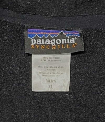 画像2: PATAGONIA "SYNCHILLA" 裾ロゴ フルジップ フリースベスト ブラック (VINTAGE)