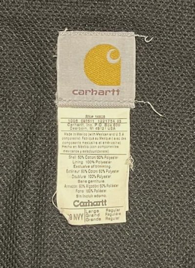 画像2: CARHARTT 裏地サーマル ダブルフェイス フルジップパーカー ネイビー (VINTAGE)