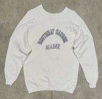 60'S UNKNOWN 染み込みプリント 脇の下ガゼット付き ラグランスリーブ スウェットシャツ ホワイト (VINTAGE)