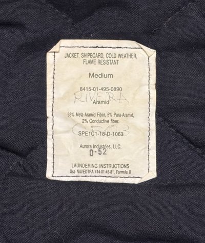 画像2: アメリカ軍 US NAVY "SHIPBOARD" アラミド デッキジャケット ネイビー (VINTAGE)