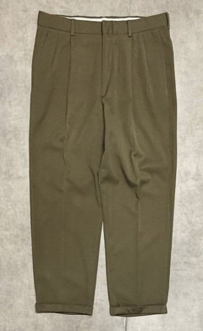 画像1: 80'S BROOKS BROTHERS ツータック ウールパンツ カーキ USA製 (VINTAGE)