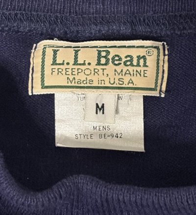 画像2: 80'S LL Bean モックネック 長袖 Tシャツ ネイビー USA製 (VINTAGE)