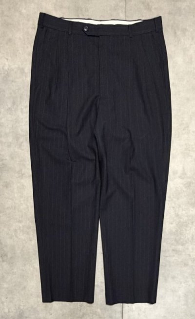 画像1: BROOKS BROTHERS ツータック ウールパンツ ダークネイビー/ピンストライプ (VINTAGE)
