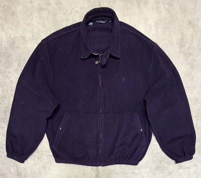 画像1: 80'S RALPH LAUREN 三角タグ チンスト付き フリース ドリズラージャケット ネイビー USA製 (VINTAGE)