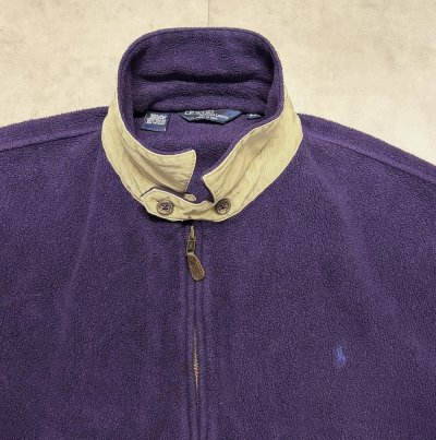 画像3: 80'S RALPH LAUREN 三角タグ チンスト付き フリース ドリズラージャケット ネイビー USA製 (VINTAGE)