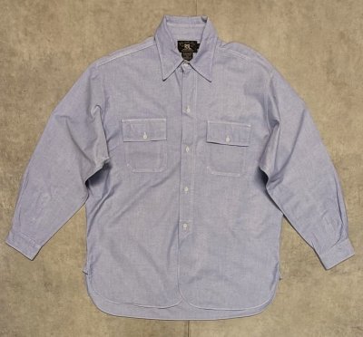 画像1: 90'S RRL 初期 三ツ星タグ 5ボタン マチ付き オックスフォードシャツ ブルー (VINTAGE)