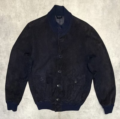 画像1: ZANELLA ヌバックレザー バルスタージャケット ダークネイビー (VINTAGE)